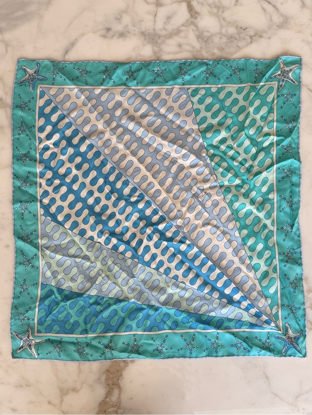 Pucci Turquoise Abstract Print Scarf